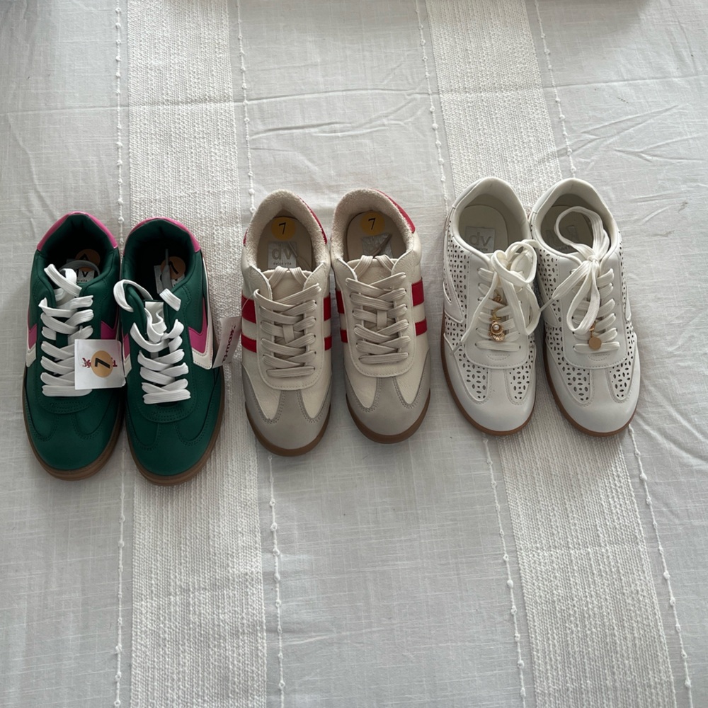 Stylish Sneakers Trio by Dolce Vita in Green, White, and Red